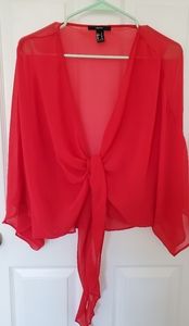 🍒NWOT Sheer Cherry Red Blouse 🍒